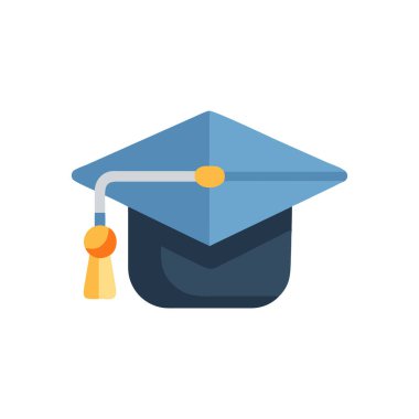 Mezuniyet şapkası düz stil simgesi, vektör illüstrasyon tasarımı olan mezuniyet şapkası