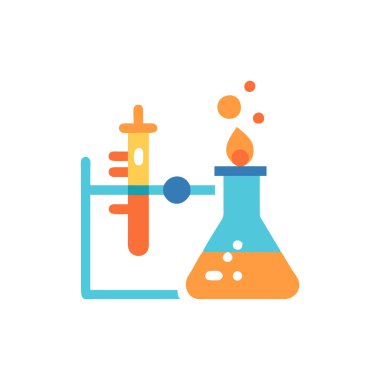 Test tüplü laboratuvar şişesi ve molekül vektör çizim tasarımı