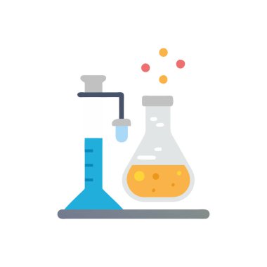 Kimyasal laboratuvar ikonu düz stil. Laboratuvar ekipmanları, laboratuvar, test işareti