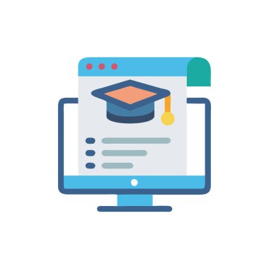 çevrimiçi öğrenme düz simgesi, vektör