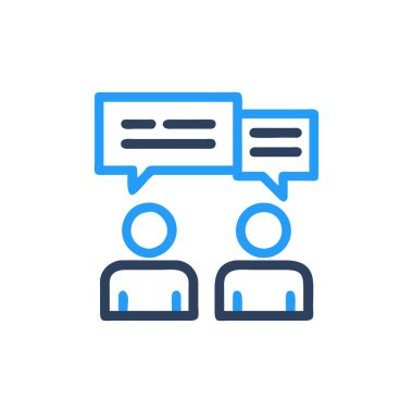 Sohbet simgesi üzerinde izole beyaz arka plan web ve mobil uygulaması tasarımı, sohbet logo kavramı için vektör