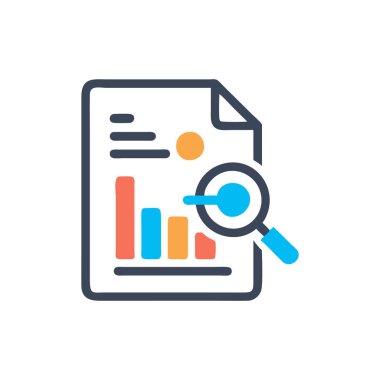 Beyaz arkaplanda iş analizi vektör çizgisi simgesi