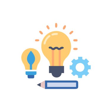 ampul ve kalem vektör illüstrasyon tasarımı