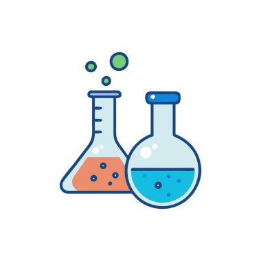 Laboratuvar simgesiyle test tüpleri ve mataralar