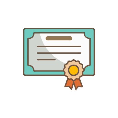 Sertifika vektörü düz renk simgesi
