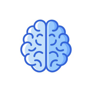 Beyin simgesi vektörü. İnce çizgi işareti. İzole edilmiş kontür sembolü gösterimi