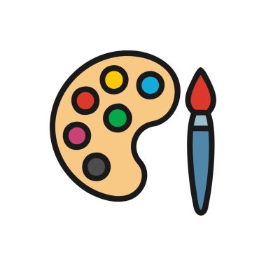 Fırça simgesi, vektör illüstrasyonlu renk paleti