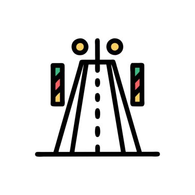 Trafik ışığı çizgisi simgesi, vektör illüstrasyonu, arkaplanda imza.