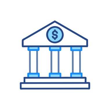 Para simgesi vektör illüstrasyon tasarımlı banka binası