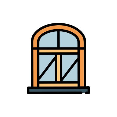 Şeffaf bir arkaplanda pencere vektör çizimi. Birinci kalite semboller. Konsept ve grafik tasarımı için vuruş simgesi.