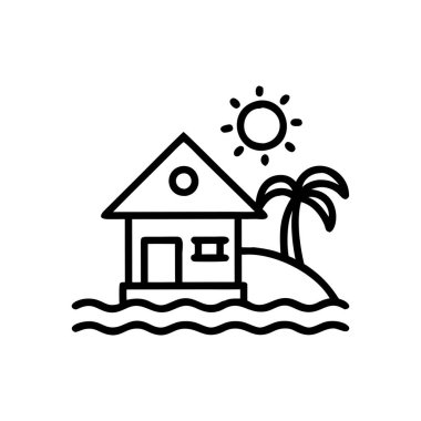 plaj vektörü ince çizgi simgesi