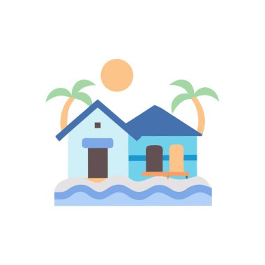 düz tasarım ev ve sahil