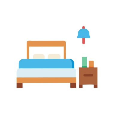 Beyaz arka plan üzerinde yatak şeffaf işareti izole yatak simge vektör,