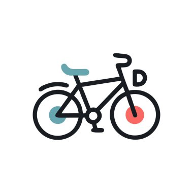 Renkli arkaplanda bisiklet düz vektör simgesi