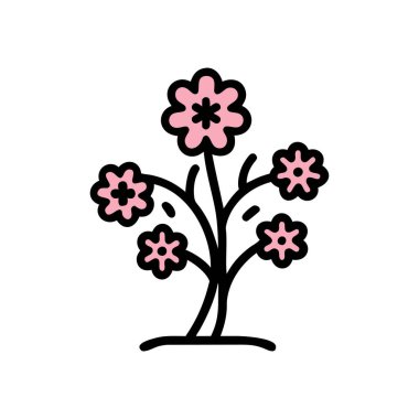 Kiraz çiçekleri ikonu. Düz renk tasarımı. vektör illüstrasyonu.