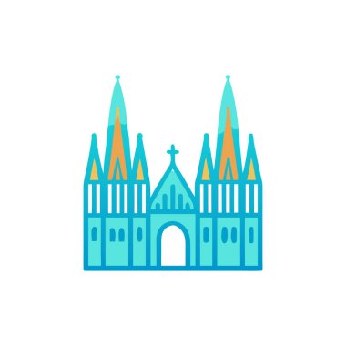 Kilise düz simge, vektör, illüstrasyon, renkli resimleme