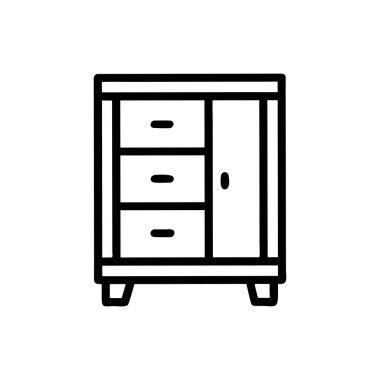 Mobilya ikonu vektörü. İnce çizgi işareti. izole edilmiş sınır sembolü çizimi