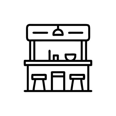 Kahve dükkanı ikon vektörü. Dükkan tabelası. izole edilmiş çizgi simgesi siyah illüstrasyon