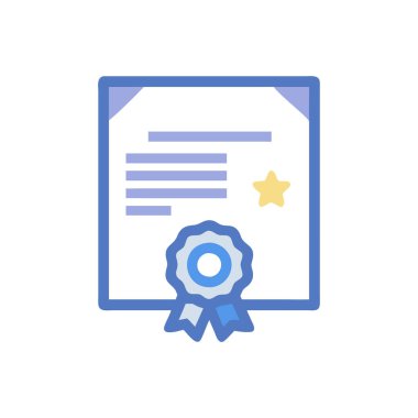 diploma, sertifika, sertifika, diploma mavi düz renk simgesi