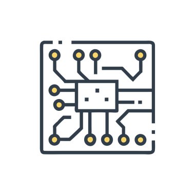 devre kartı simgesi vektör ince çizgi simgesi.