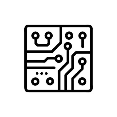 işlemci vektörü ince çizgi simgesi