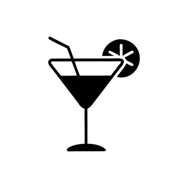 Kokteyl glyph vektör simgesi tasarımı