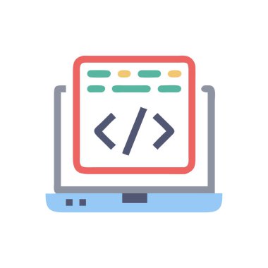 Kodlama simgesi, vektör illüstrasyonu