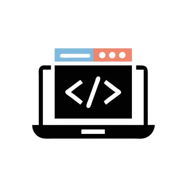 dizüstü bilgisayar simgesi beyaz arkaplanda izole edildi, vektör çizimi