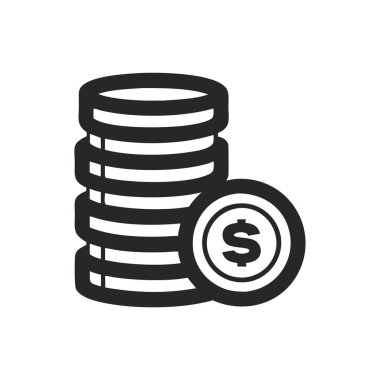 Bozuk para vektörü çizimi beyaz arkaplanda izole edildi.