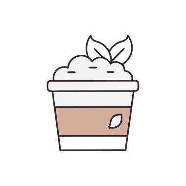 Çiçek vektör illüstrasyonlu şirin kahve fincanı