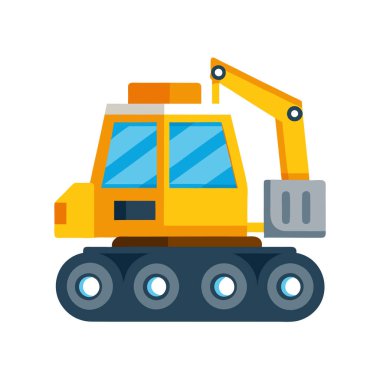 Sarı inşaat makinesi simgesi, çizgi film tarzı