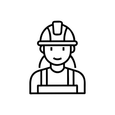kadın işçi avatar simgesi, çizgi biçimi