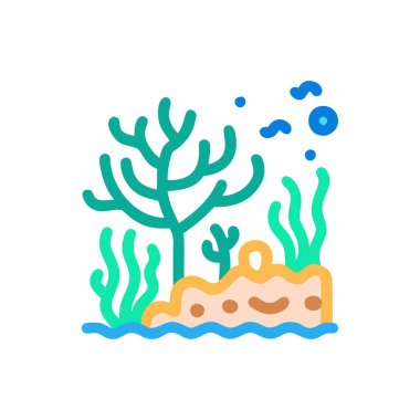 mercan renk çizgisi simgesi. Deniz ve okyanus. Mobil uygulama ve web sayfası için izole vektör çizimi.