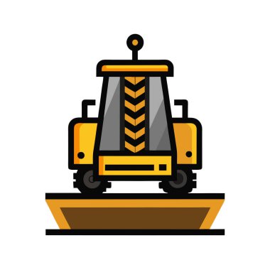 Beyaz zemin üzerine sarı buldozer