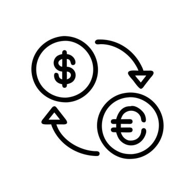 Para transfer ikonu. İnce çizgi vektör tasarımı. beyaz arkaplanda izole