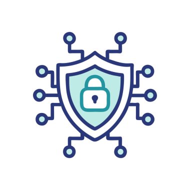 Web ve mobil uygulama tasarımınız için beyaz arkaplanda izole edilmiş siber güvenlik simgesi vektörü, güvenli kalkan logosu konsepti