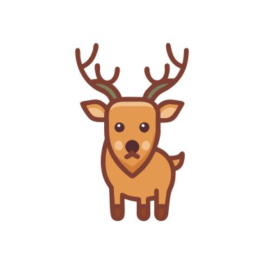 Yılbaşı ren geyiği simgesi, vektör illüstrasyonu