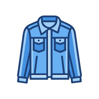 Mavi ceket ikonu. Web için ceket vektör simgesinin düz çizimi