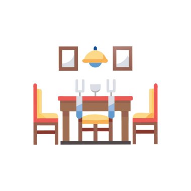 Yemek masası ve çatal bıçaklı sandalye.