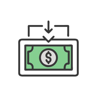 Dolar vektörü düz renk simgesi