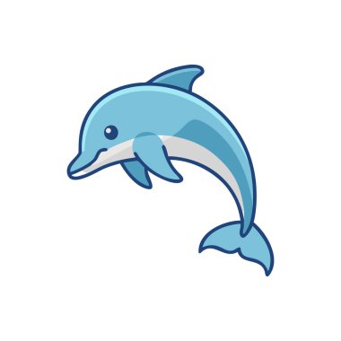 izole edilmiş yunus çizgi film vektör tasarımı