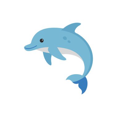 Şirin yunus hayvan çizgi film ikonu izole edildi