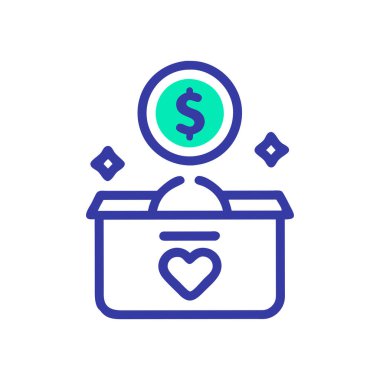 Para ikonu vektörlü bir dolar çantası. Para çantasının üzerinde para işareti var. renk sembolü çizimi