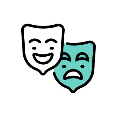 komedi tiyatrosu renk çizgisi simgesi beyaz arkaplanda izole edildi. Web, mobil uygulama ve mobil uygulama için resim çizelgesi. düzenlenebilir vuruş