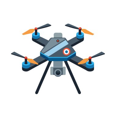 İHA uçan ikonu. Beyaz arkaplanda izole edilmiş web tasarımı için dron vektör simgesinin izometriği