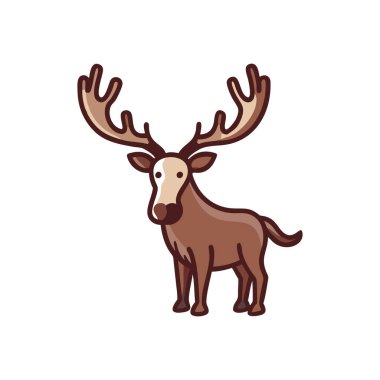 Sevimli geyik hayvan çizgi film vektör çizimi tasarımı