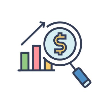 Dolar ve büyüteç madeni paralar ve dolar vektör illüstrasyon tasarımı