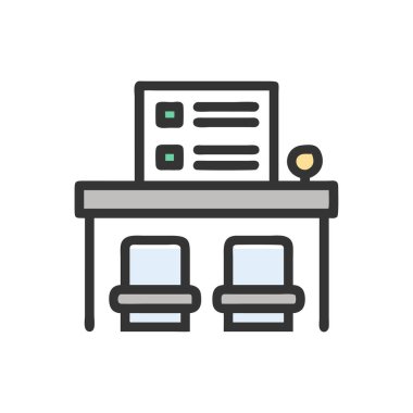 Ofis ve modern simgenin vektör illüstrasyonu