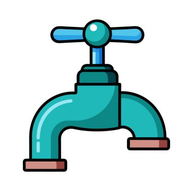 Musluk ikonu. Düz renk tasarımı. vektör illüstrasyonu.