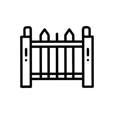 Ahşap çit vektör simgesi. çizgi tasarımı. beyaz arkaplanda izole.